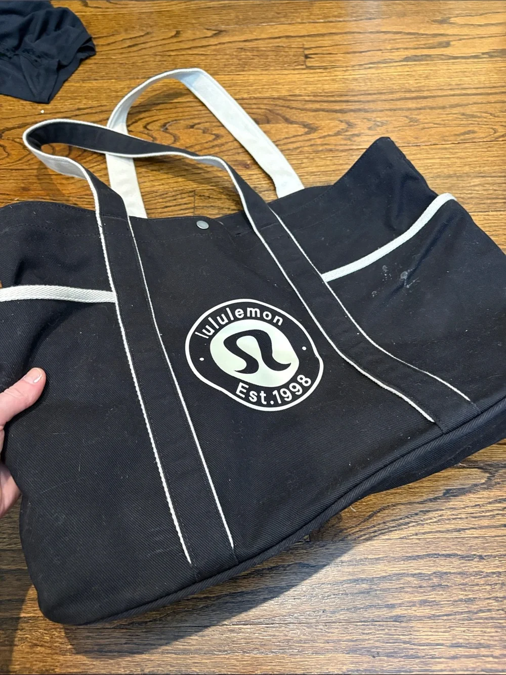 lululemon athletica Black Tote Bag with White Trim